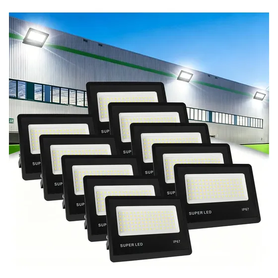 Kit 10 Refletor Led 500w Holofote Ip67 Branco Frio Bivolt