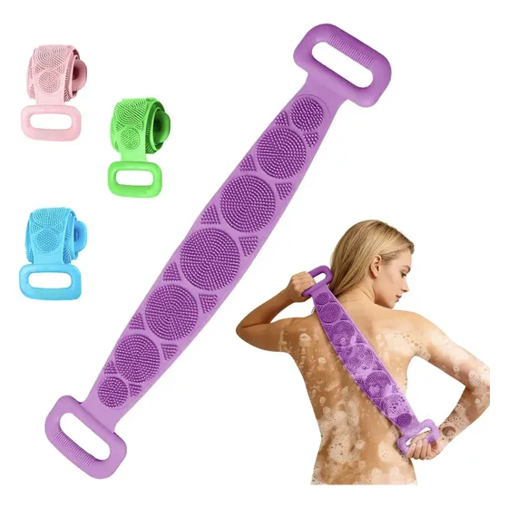Escova Silicone Esfoliante Limpeza Corpo Costas Banho