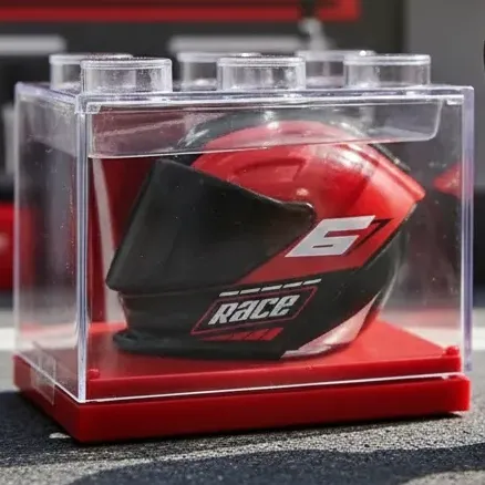 Miniatura Boneco Piloto Articulado Capacete Moto Decoração Vermelho