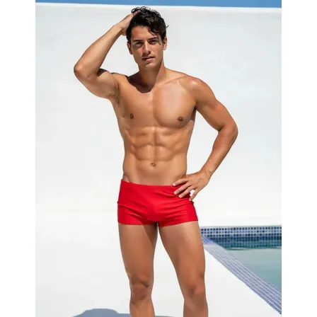 Sunga Masculina Tradicional Suplex Lisa Proteção Uv Forrada Vermelho M