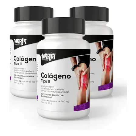 Kit 3 Colágeno Tipo 2 40mg 60 Capsulas Sem Sabor Natuyou Sem Sabor