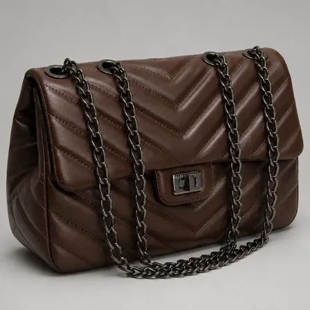 Bolsa Feminina Corrente Transversal Ombro Matelassê Média Café