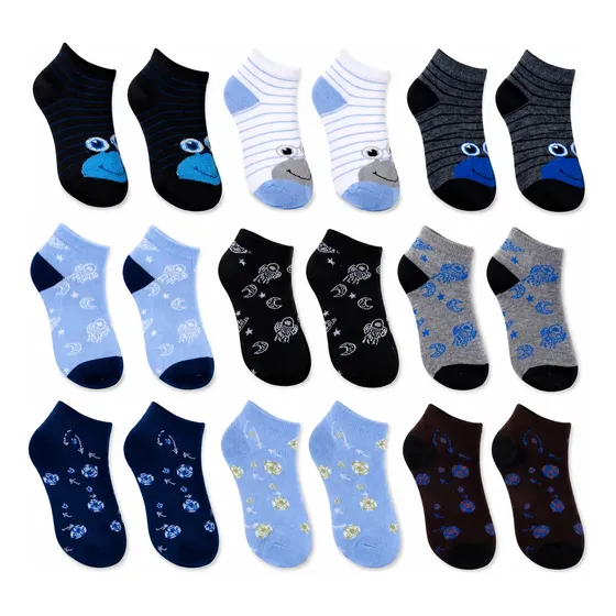 Kit 12 Pares Meia Infantil Cano Curto 0 A 10 Anos