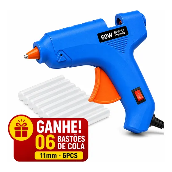Pistola Cola Quente Profissional Bivolt Brinde 6 Bastões