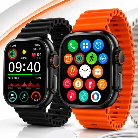 Relógio Smartwatch Ultra Sport Amoled Gps Nfc Titânio 49mm Preto Ondulada