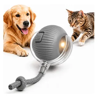 Bola Inteligente Pet Brinquedo Interativo Gatos Cachorro Cinza