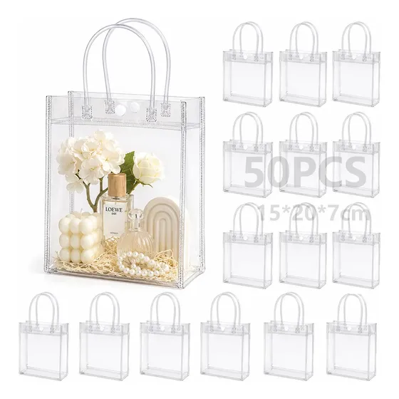 Kit 20/30/50sacola Pvc Transparente Reutilize Saco Presente