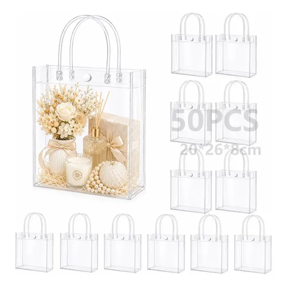 Kit 20/30/50 Sacola Pvc Transparente Reutilize Saco Presente