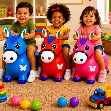 Cavalinho Upa Upa Musical Inflável Infantil Azul