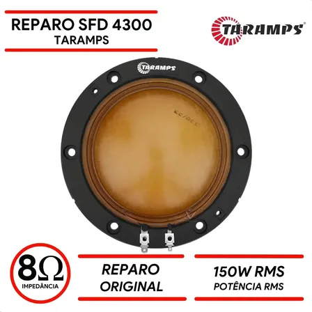 Kit Reparo Taramps Sfd4300 Driver Fenólico Som Automotivo Reparo Original Sfd 4300 8 Ohms 150 Watts Rms Ideal Para O Racha Cor Preto Novo Atualizado 150wrms
