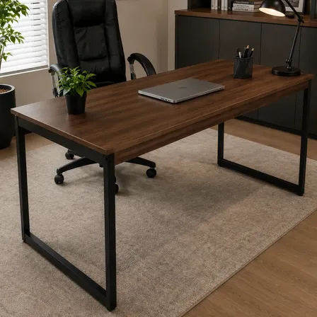 Mesa Escritório Industrial 150cm Elegante Cor Nogal Nogal