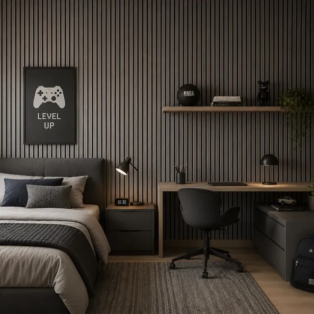 Papel De Parede Adesivo Ripado Madeira Cinza Sala Quarto 3d