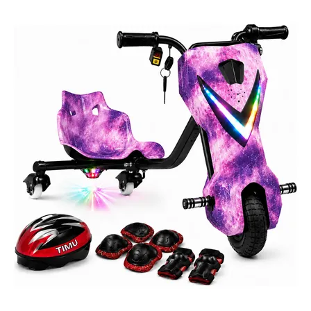 Triciclo Patinete Elétrico Drift 350w Bluetooth 100kg Freio Roxo