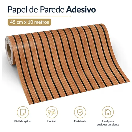 Papel De Parede Madeira Adesivo Ripado 10 Metros Lavável 3d Ripado Madeira