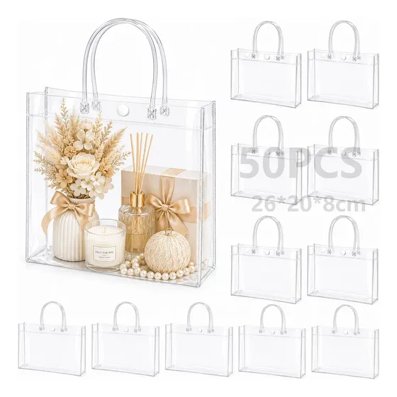 Kit 50/30/20 Sacola Pvc Transparente Reutilize Saco Presente