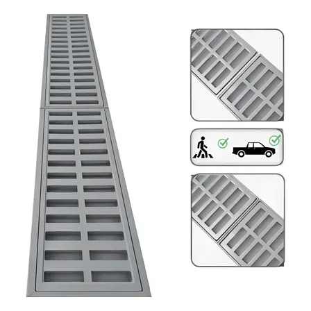 Ralo Linear 15x100cm Grelha Coleta Agua Pluvial (2 Pçs 50cm)