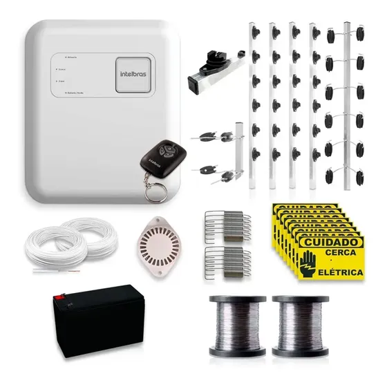 Kit Cerca Elétrica Intelbras Industrial 100 Metros Aço Inox