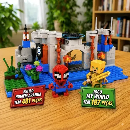 Jogo My World Inspiração Lego Monta / Homem Aranha Boneco 668 Homem Aranha , My World Estilo Lego , Monta Monta
