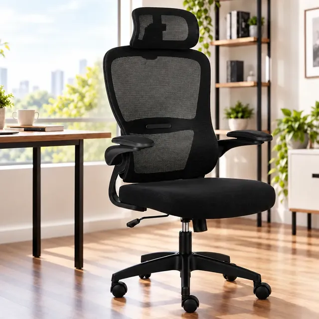 Cadeira Ergonômica De Escritório Pro Encosto Ajustável Mesh Preto Nylon