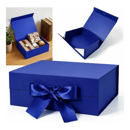 Caixa De Presente Rígida Premium Magnética Cetim 22x17x8.5cm Azul