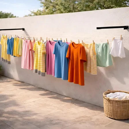 Varal De Roupa Retratil Dobravel De Parede + 20m De Corda