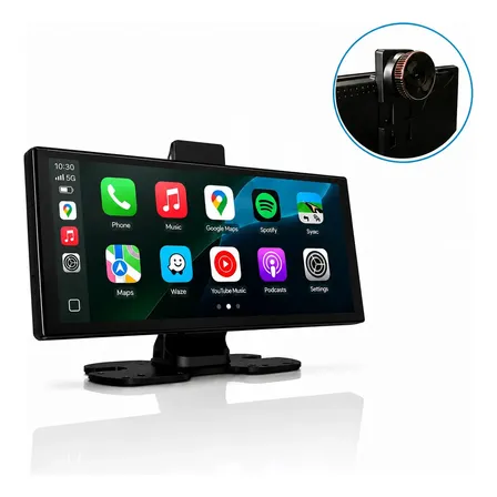 Central Multimidia 10.26' C/ Câmera Dvr Android Auto Carplay Preto