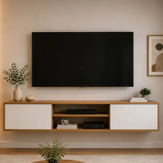 Rack Estante Suspenso Para Tv Até 55 Sala De Estar 2 Portas