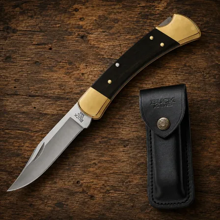 Canivete Buck 110 Folding Hunter Cabo Madeira Com Bainha Marrom