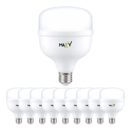 Kit 10 Lâmpadas Led Bulbo 50w Fria E27 Branco 6500k 4000lm 127/220v Branco-frio