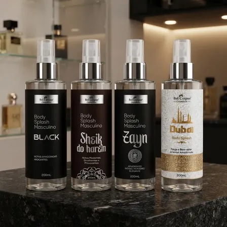 Kit C/4 Body Splash Árabe Masculino Linha Exclusiva Body Man