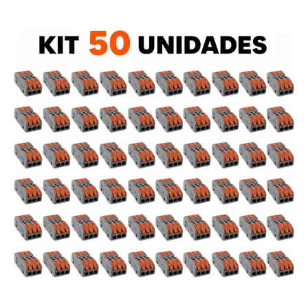 Kit 50 - Conector De Emenda Rápida Mola 3x3 Polos Para Cabo