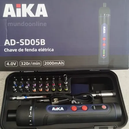 Parafusadeira Portátil 4v Aika Ad-sd05b Bateria 2000mah +kit Preto