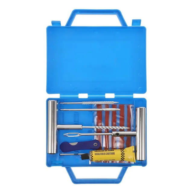Kit 8 Reparo Pneu Sem Câmara + Maleta Remendos Moto E Carro