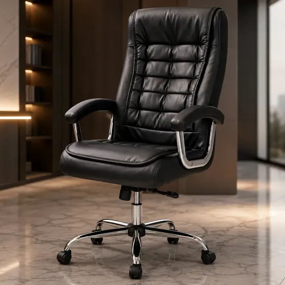 Cadeira Escritório Big Presidente Ergonômica Molas Ensacadas Preto Couro Sintético