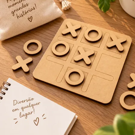 Jogo Da Velha Mdf Kit Com 30 Unidades Tabuleiro 10x10cm