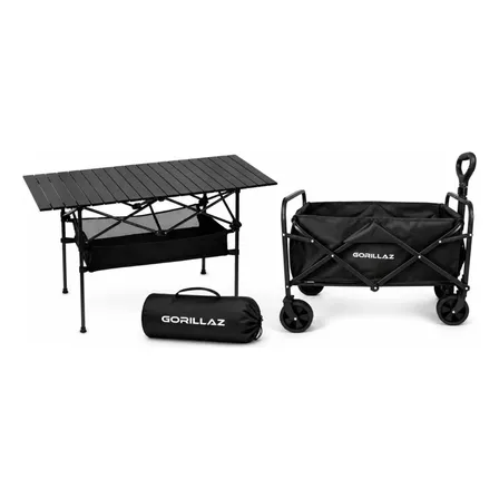 Carrinho Multiuso 150kg Portátil Com Mesa Camping Dobrável Preto