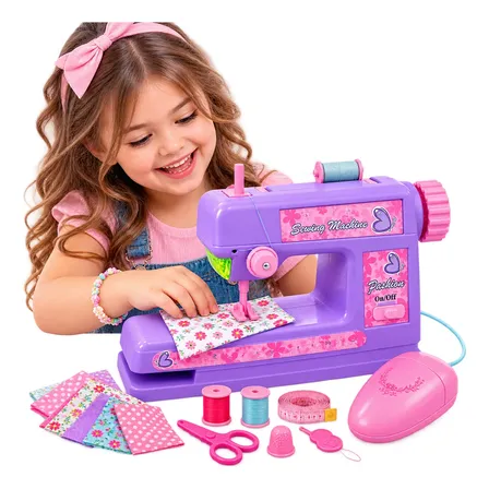 Mini Máquina De Costura Ateliê Brinquedo Costura De Verdade Violeta