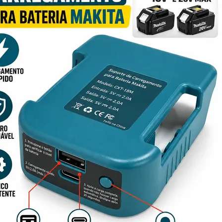 Adaptador Bateria Makita 18v Usb Tipo C Power Bank Portatil 18v/12v