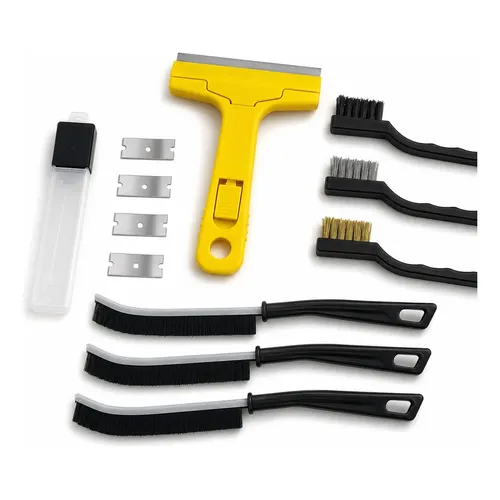 Kit 3 Escova Aço Latão Nylon + Raspador Com 4 Lâminas + 3 Es