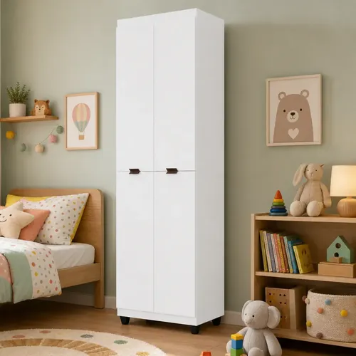 Guarda Roupa Infantil 4 Portas Com 5 Prateleiras Organizador Branco
