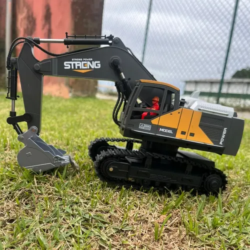 Escavadeira De Brinquedo Controle Remoto Streng Strong Power Laranja Retroescavadeira