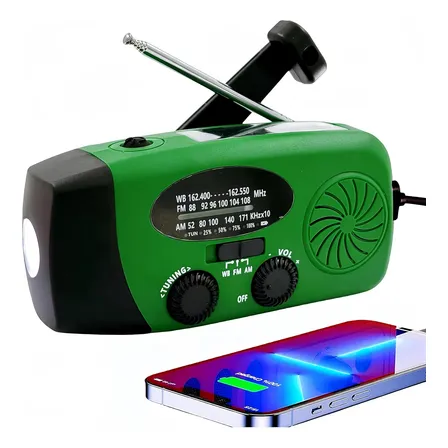 Rádio Solar De Emergência Com Lanterna E Manivela