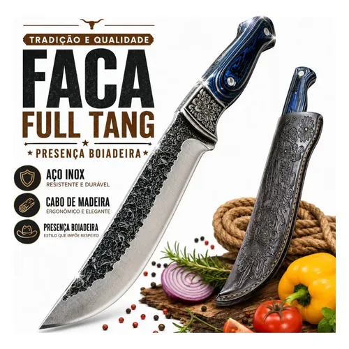 Faca Trilha Profissional Aço Inox Full Tang Bainha Churrasco