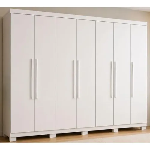 Guarda Roupa Casal 8 Ptas 4 Gv C/pé Master Branco S. Andirá