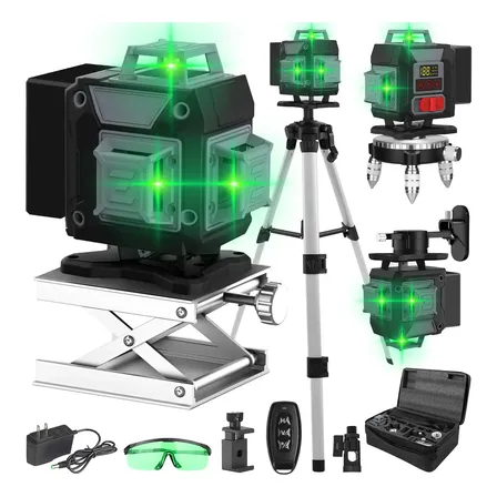 Nível Laser Verde 16 Linhas Tela Digital + Tripé 1.2m Dobevi