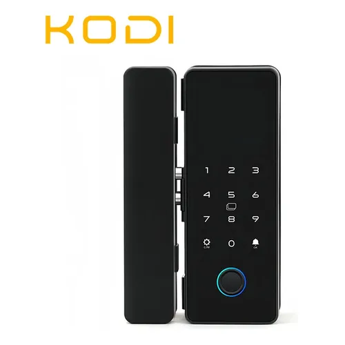 Fechadura Digital Inteligente Porta Vidro Biometria Senha Preto