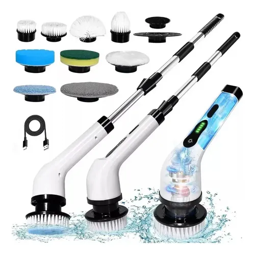 Mop Elétrico 9 Em 1 Escova Esfregão Limpeza Giratório 360 Br Branco