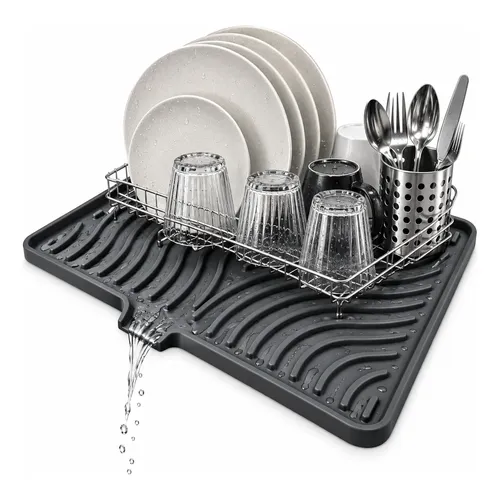 Tapete Escorredor De Louca Pratos 45x30cm Tapete Pia Cozinha Preto Ou Cinza