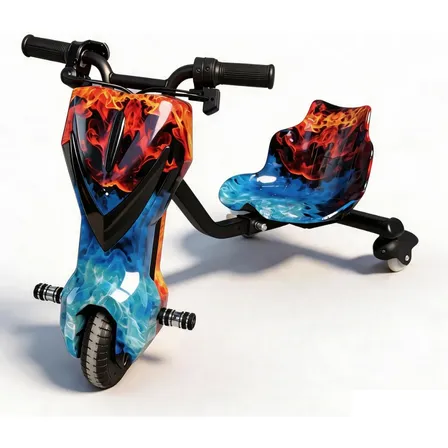 Patinete Elétrico Drift Triciclo Infantil Bluetooth 250w 36v Chamas Vermelhas E Azuis