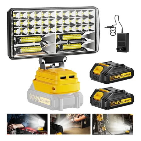 Lanterna Refletor Lampada Luz 6000k 2 Bateria Recarregáve Branco Amarelo